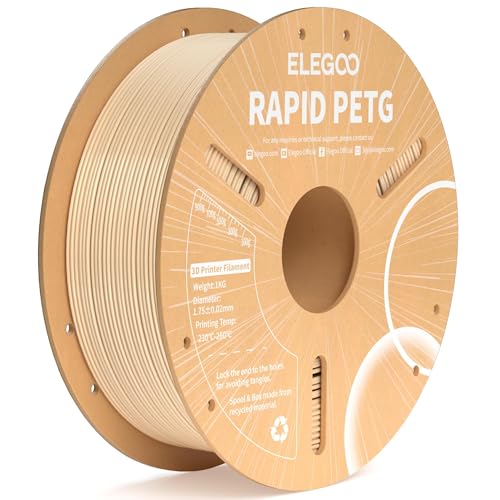 ELEGOO Rapid PETG Filament 1.75mm Beige 1KG, High Speed 30-600mm/s 3D Printer Filament Dimensional Accuracy +/- 0.02 mm, 1kg Cardboard Spool(2.2lbs) Fits for Most FDM 3D Printers