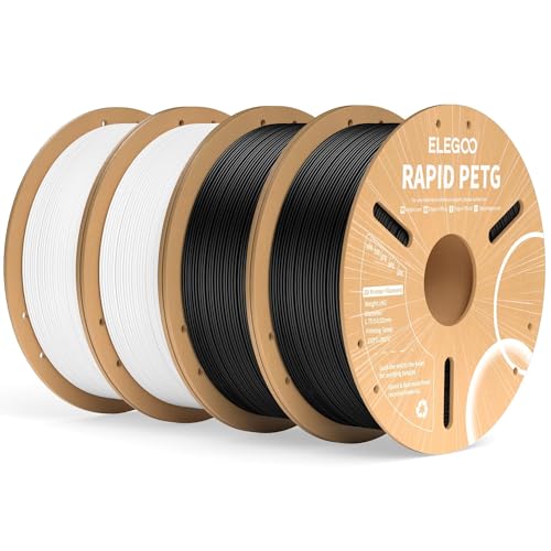 ELEGOO Rapid PETG Filament 1.75mm Black & White 4KG, High Speed 30-600mm/s 3D Printer Filament Dimensional Accuracy +/- 0.02 mm, 1kg Cardboard Spool(2.2lbs) Fits for Most FDM 3D Printers