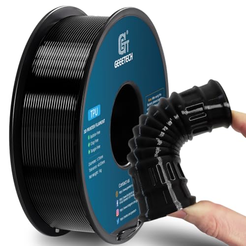 Geeetech TPU Filament 1.75mm, Shore 95A Flexible 3D Printer Filament with High Elasticity, 1KG (2.2lbs) Spool, Dimensional Accuracy ±0.03mm, Fits Most FDM Printers (Black)