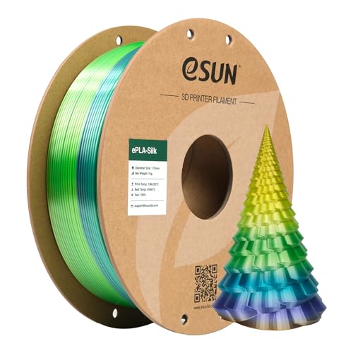 eSUN Silk Rainbow PLA Filament 1.75mm, Silky Colorful PLA 3D Printer Filament, 1KG Gradient Changing Multicolor Shiny Filament for 3D Printer, Silk Forest Color