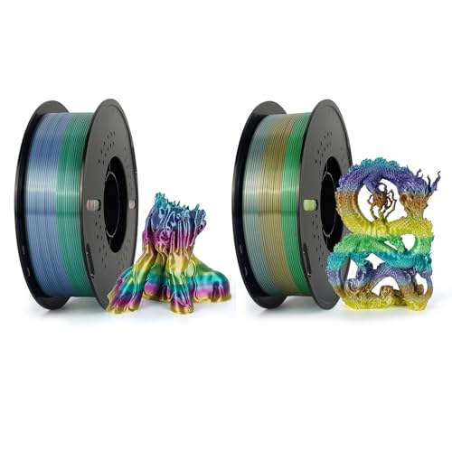 Kingroon 2pcs Rainbow Silk PLA Filament Candy+Forest