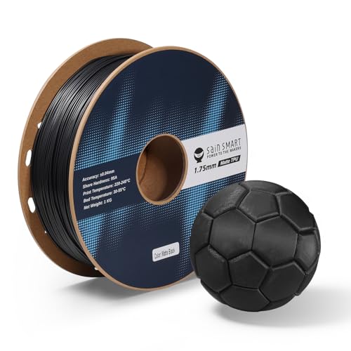 SainSmart Matte TPU Filament, Black Flexible 3D Printing Filament, 1.75 mm, 1kg (2.2LB), Dimensional Accuracy +/- 0.05 mm, 95A Soft TPU