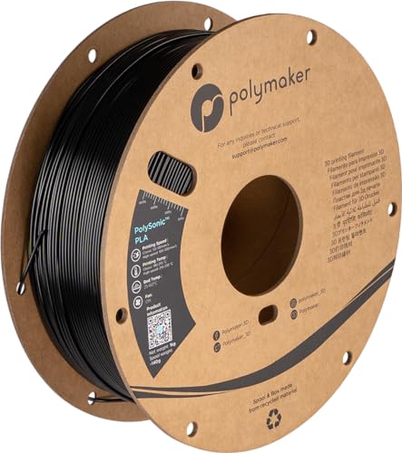Polymaker High Speed PLA Filament 1.75mm, Black PolySonic PLA 3D Printer Filament 1kg - Stronger Fast Printing PLA Filament Compatible with Most Printers