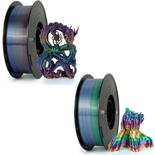 Kingroon Silk PLA Filament 1.75mm Rainbow Color Changing Filament 3D Printer Filament 2kg Dimensional Accuracy ±0.03mm,Fit Most 3D Printer