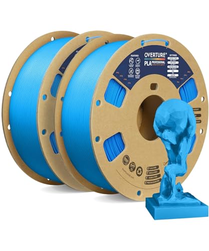 OVERTURE PLA Plus (PLA+) Filament 1.75mm, Stronger & More Durable, Professional Toughness 3D Printer Filament 1kg (2.2lbs), High Precision +/- 0.02mm, Tangle-Free (Digital Blue, 2-Pack)