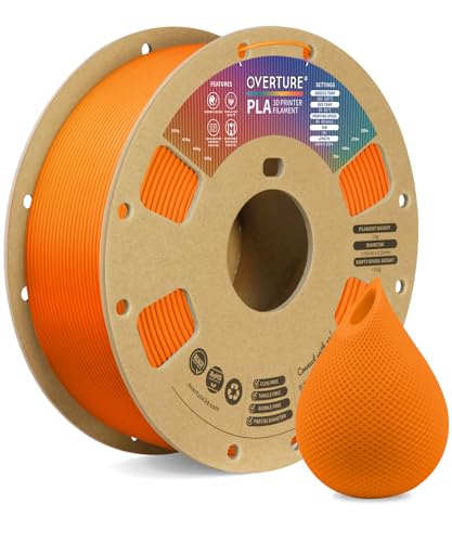 OVERTURE PLA Filament 1.75mm, Neatly Wound 3D Printer Filament 1kg Spool (2.2lbs), Dimensional Accuracy +/- 0.02 mm, Fit Most FDM 3D Printers (Orange)