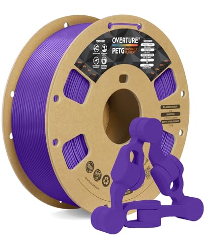 OVERTURE PETG 3D Printer Filament 1.75mm, Neatly Wound Durable PETG 1kg Spool (2.2lbs), Strong Toughness Filament, Dimensional Accuracy +/- 0.02mm, Fit Most FDM Printers (Purple)
