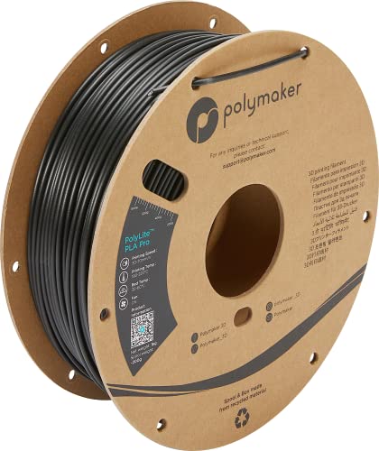 Polymaker PLA PRO Filament 2.85mm 1kg, Tough & High Rigidity Black 3D Printing Filament, PolyLite PLA PRO 3D Printer Filament 2.85mm, Print with Most 3D Printers