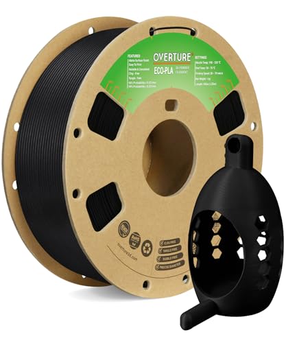 OVERTURE PLA Filament 1.75mm 3D Printer Filament, 1kg Cardboard Spool (2.2lbs), Dimensional Accuracy +/- 0.02 mm, Fit Most FDM Printers (Midnight Black)