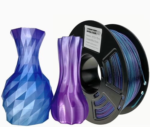Stronghero3D PETG 3D Printer Filament 1.75mm,Multicolor,Chameleon,Color Change with Light and Angle,1kg(2.2lbs) Accuracy +/-0.05mm for ender3 Cr10