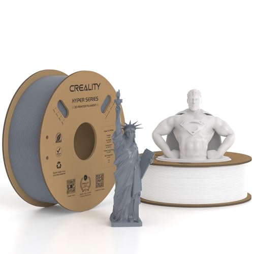 Creality Hyper PLA Filament 1.75mm Grey & White 2KG, 30-600mm/s High Speed PLA 3D Printer Filament, 2 Pack 1kg Spool(2.2lbs) PLA, Dimensional Accuracy +/-0.02mm, Fit Most FDM 3D Printer