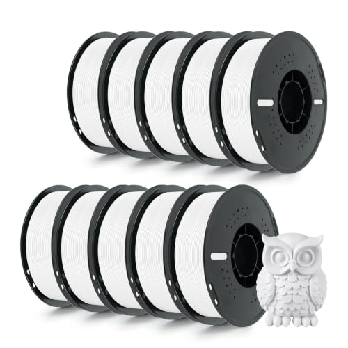Kingroon 10KG PETG 3D Printer Filament, High Strength, Low Warping, Odorless, Dimensional Accuracy +/- 0.03mm, 10 Rolls Spool(22lbs), 1.75mm, White