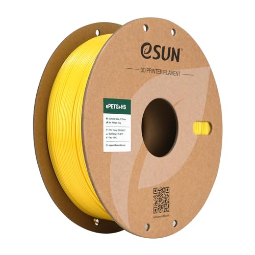 eSUN High Speed Upgraded PETG Filament 1.75mm, High Toughness 3D Printer Filament Speedy PETG for Fast Printing, 1KG Spool (2.2 LBS) 3D Printing Filament for 3D Printers, Solid Yellow