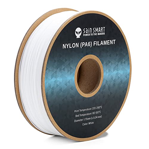 SainSmart PA6 Nylon Filament 1.75mm 3D Printer Filament, 1kg Cardboard Spool(2.2lbs), Dimensional Accuracy +/- 0.04 mm, Fit Most FDM Printer (White)