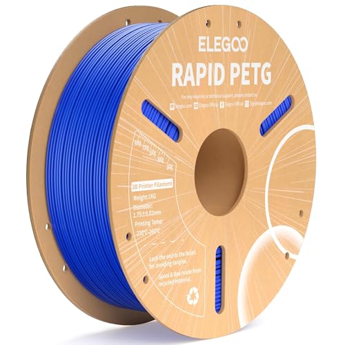ELEGOO Rapid PETG Filament 1.75mm Blue 1KG, High Speed 30-600mm/s 3D Printer Filament Dimensional Accuracy +/- 0.02 mm, 1kg Cardboard Spool(2.2lbs) Fits for Most FDM 3D Printers