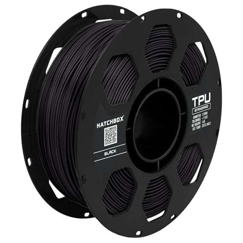 HATCHBOX 1.75mm Black TPU 3D Printer Filament Shore 95A, 1 KG Spool, Dimensional Accuracy +/- 0.03 mm, 3D Printing Filament