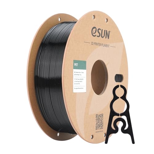 eSUN PET Filament 1.75mm, Heat Resistance High Toughness PET 3D Printer Filament, 1KG Spool (2.2 LBS) 3D Printing Filament for 3D Printers, Solid Black