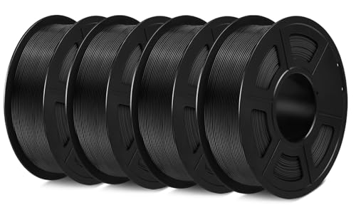 SUNLU PETG Filament 1.75mm 4KG Bundle, Less Stringing and Good Layer Adhesion, Individually Vacuum Packed, 3D Printer Filament 4kg, 1kg per Spool, Pack of 4, 4 Colors, 4 petg Black
