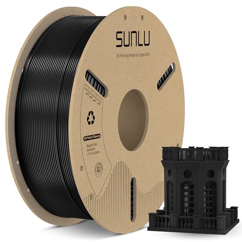 SUNLU PETG Filament 1.75mm, 3D Printer Filament 1.75mm ±0.02mm, Fit Most FDM 3D Printer, 1KG Cardboard Spool. (Black)