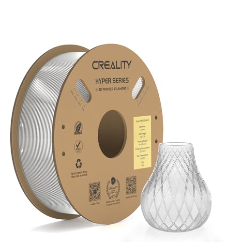 Creality Official Hyper PETG Filament 1.75mm, High Speed 30-600mm/s 3D Printer Filament PETG, Dimensional Accuracy ± 0.03 mm, Fit Most 3D Printers, 1KG(2.2lbs) Spool Transparent