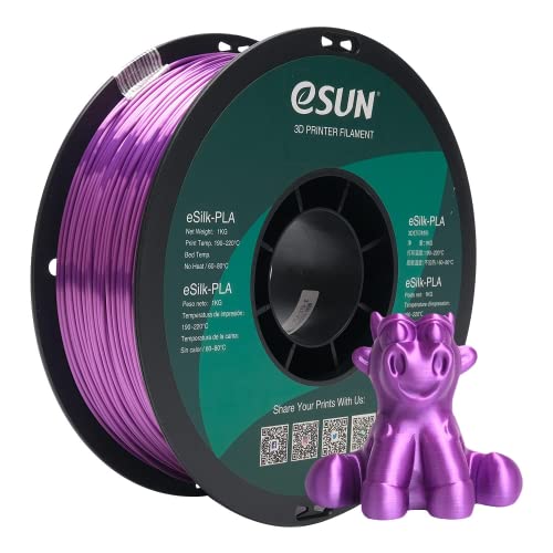 eSUN Silk PLA Filament 1.75mm, Silky Shiny 3D Printer Filament PLA, Dimensional Accuracy +/- 0.05mm, 1KG Spool (2.2 LBS) 3D Printing Filament for 3D Printers, Silk Purple