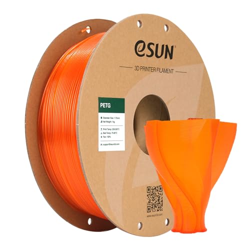 eSUN PETG Filament 1.75mm, 3D Printer Filament PETG, Dimensional Accuracy +/- 0.05mm, 1KG Spool (2.2 LBS) 3D Printing Filament for 3D Printers, Orange