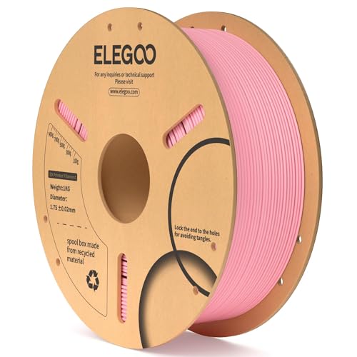 ELEGOO PLA Filament 1.75mm Pink 1KG, 3D Printer Filament Dimensional Accuracy +/- 0.02mm, 1kg Cardboard Spool(2.2lbs) 3D Printing Filament Fits for Most FDM 3D Printers