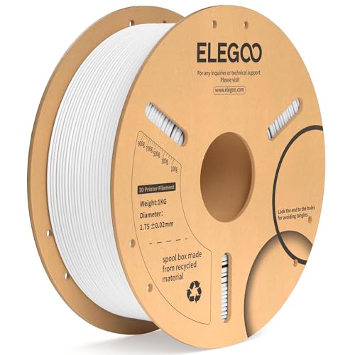 ELEGOO PLA Plus Filament 1.75mm White 1KG, PLA+ Tougher and Stronger 3D Printer Filament Pro Dimensional Accuracy +/- 0.02mm, 1kg Spool(2.2lbs) Fits for Most FDM 3D Printers