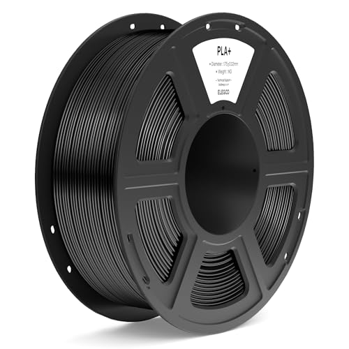 ELEGOO PLA+ Filament 1.75mm Black 1KG, High Toughness PLA Plus 3D Printer Filament Dimensional Accuracy +/- 0.02mm, 1kg Spool(2.2lbs) Fits for Most FDM 3D Printers