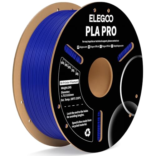 ELEGOO PLA PRO Filament 1.75mm Blue 1KG, 30-250mm/s Printing Speed Improved Rigidity 3D Printer Filament Dimensional Accuracy +/- 0.02mm, 1kg Spool (2.2lbs)