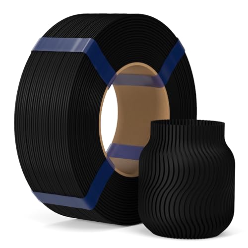 ELEGOO PLA Basic Refill Filament 1.75mm Black 1KG, 3D Printer Filament No Spool Dimensional Accuracy +/- 0.02mm, 3D Printing PLA for Reusable Spool Refilling