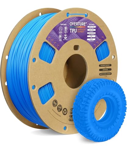 OVERTURE TPU Filament 1.75mm Flexible Roll, 95A Soft 3D Printer Filament, 1kg Spool (2.2 lbs), Fit Most FDM Printer (TPU Digital Blue)