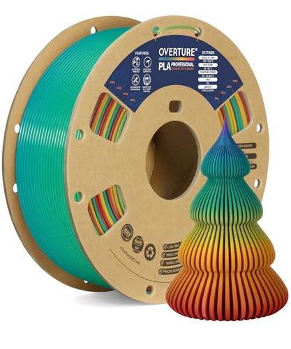 OVERTURE PLA Plus (PLA+) Filament 1.75mm, Stronger & More Durable, Professional Toughness 3D Printer Filament 1kg (2.2lbs), High Precision +/- 0.02mm, Tangle-Free (Sunset Rainbow)