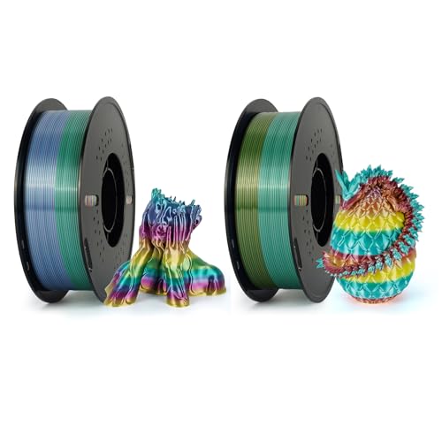 Kingroon 2pcs Rainbow Silk PLA Filament Candy+Macaron