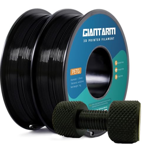 GIANTARM PETG Filament 1.75, Clear Transparent PETG Filament 1.75mm 1kg(2.2lb), Toughness Enhanced, Dimensional Accuracy +/-0.02mm, Vacuum Package (Black Double)