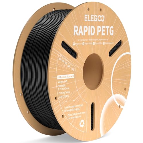 ELEGOO Rapid PETG Filament 1.75mm Black 1KG, High Speed 600mm/s 3D Printer Filament Dimensional Accuracy +/- 0.02 mm, 1kg Cardboard Spool(2.2lbs) Fits for Most FDM 3D Printers