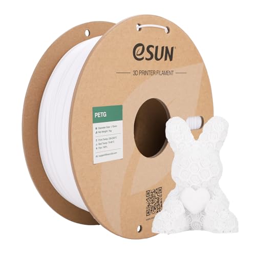 eSUN PETG Filament 1.75mm, 3D Printing Filament 1kg Spool(2.2lbs), 3D Filament 1.75mm Dimensional Accuracy +/- 0.03mm,Fit Most FDM Printers(Solid White)