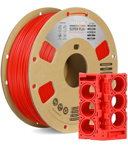 OVERTURE Super PLA+ Filament 1.75mm, Toughness Enhanced PLA Plus, Professional Toughness 3D Printer Filament 1kg (2.2lbs), High Precision +/- 0.02mm (Red)