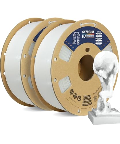 OVERTURE 2KG Bundle PLA Plus (PLA+) Filament 1.75mm, Stronger & More Durable, Professional Toughness 3D Printer Filament 1kg (2.2lbs) 2 Pack, High Precision +/- 0.02mm, Tangle-Free (White 2-Pack)