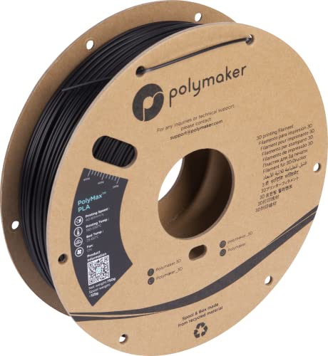 Polymaker Polymax Tough PLA 3D Printer Filament 2.85mm 0.75kg Black, PolyMax 3D Printing PLA Filament Black, Tougher Than PLA+ 3D Filament, High Impact Strength for Functional Application