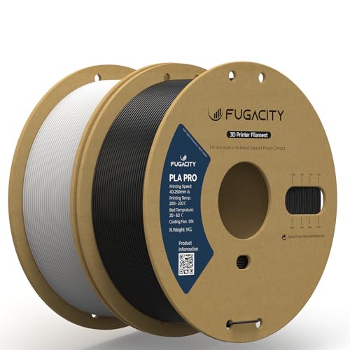 Fugacity PLA Filament 1.75mm, Black & White 3D Printer Filament 1KG Spool, Dimensional Accuracy +/- 0.02mm, Enhanced Printing Effect Fits Most FDM 3D Printers (Black & White, 2 Pack)