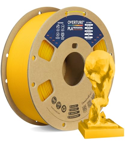 OVERTURE PLA Plus (PLA+) Filament 1.75mm, Stronger & More Durable, Professional Toughness 3D Printer Filament 1kg (2.2lbs), High Precision +/- 0.02mm, Tangle-Free (Yellow)