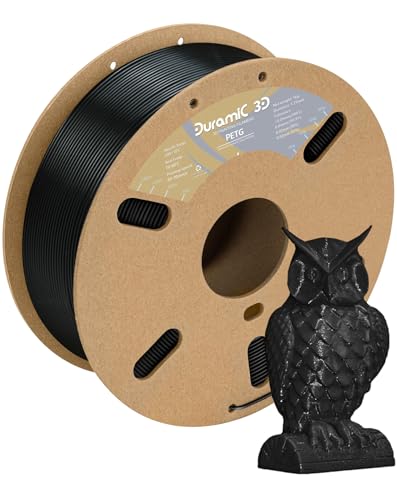 DURAMIC 3D PETG Filament 1.75mm Black, 3D Printing Filament 1kg Spool(2.2lbs), Black Filament 1.75mm Dimensional Accuracy +/- 0.05 mm Non-Tangling Non-Clogging Non-Stringing
