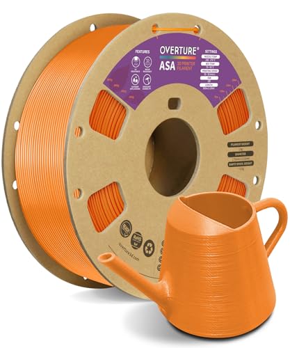 OVERTURE ASA Filament 1.75mm, 1kg Spool (2.2lbs) 3D Printer Filament, Premium Anti-UV, ASA Filament Perfect for Printing Outdoor Functional Parts, Dimensional Accuracy +/- 0.02 mm (Orange)