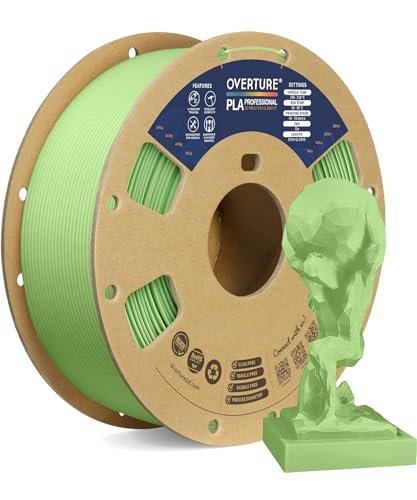 OVERTURE PLA Plus (PLA+) Filament 1.75mm, Stronger & More Durable, Professional Toughness 3D Printer Filament 1kg (2.2lbs), High Precision +/- 0.02mm, Tangle-Free (Light Green)