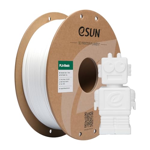 eSUN PLA Basic Filament 1.75mm, 3D Printer Filament High Speed PLA for Fast Printing, 1KG Spool (2.2 LBS) 3D Printing Filament for High Speed 3D Printers, White