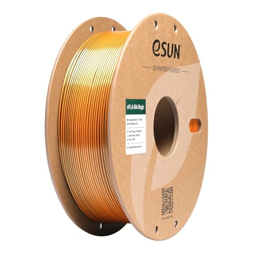 eSUN Silk Magic PLA Filament 1.75mm, Shiny Silk Dual Color Co Extrusion 3D Printer Filament, 1KG (2.2 LBS) Spool 3D Printing Color Change Filament for 3D Printers, Black Gold