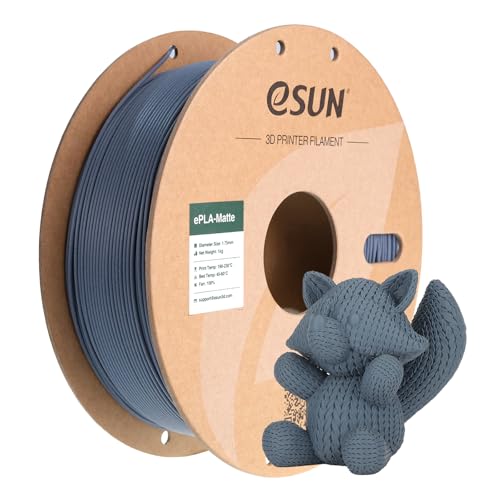 eSUN Matte PLA Filament 1.75mm, 3D Printing PLA Filament 1.75mm Dimensional Accuracy +/- 0.03mm, 1kg Carboard Spool (2.2lbs) for Most FDM 3D Printers,Dark Grey