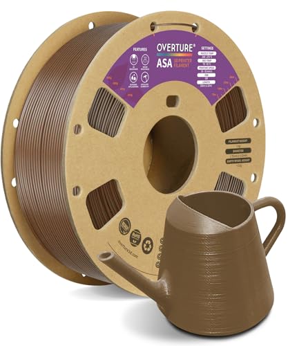 OVERTURE ASA Filament 1.75mm, 1kg Spool (2.2lbs) 3D Printer Filament, Premium Anti-UV, ASA Filament Perfect for Printing Outdoor Functional Parts, Dimensional Accuracy +/- 0.02 mm (Brown)
