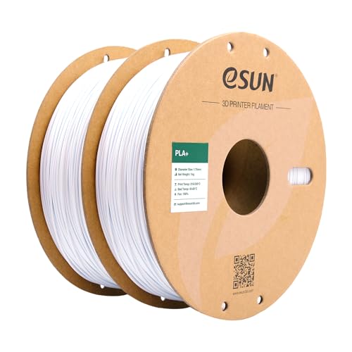eSUN PLA+ Filament 1.75mm, 3D Printer Filament PLA Plus, Dimensional Accuracy +/- 0.03mm, 1KG per Spool, 2 Spools 3D Printing Filament, Cold White